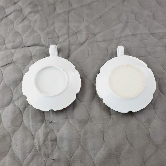 Vintage Candle Stick Holder Set White Porcelain Handled 2 PC Set Gold Trim MCM - Picture 10 of 12